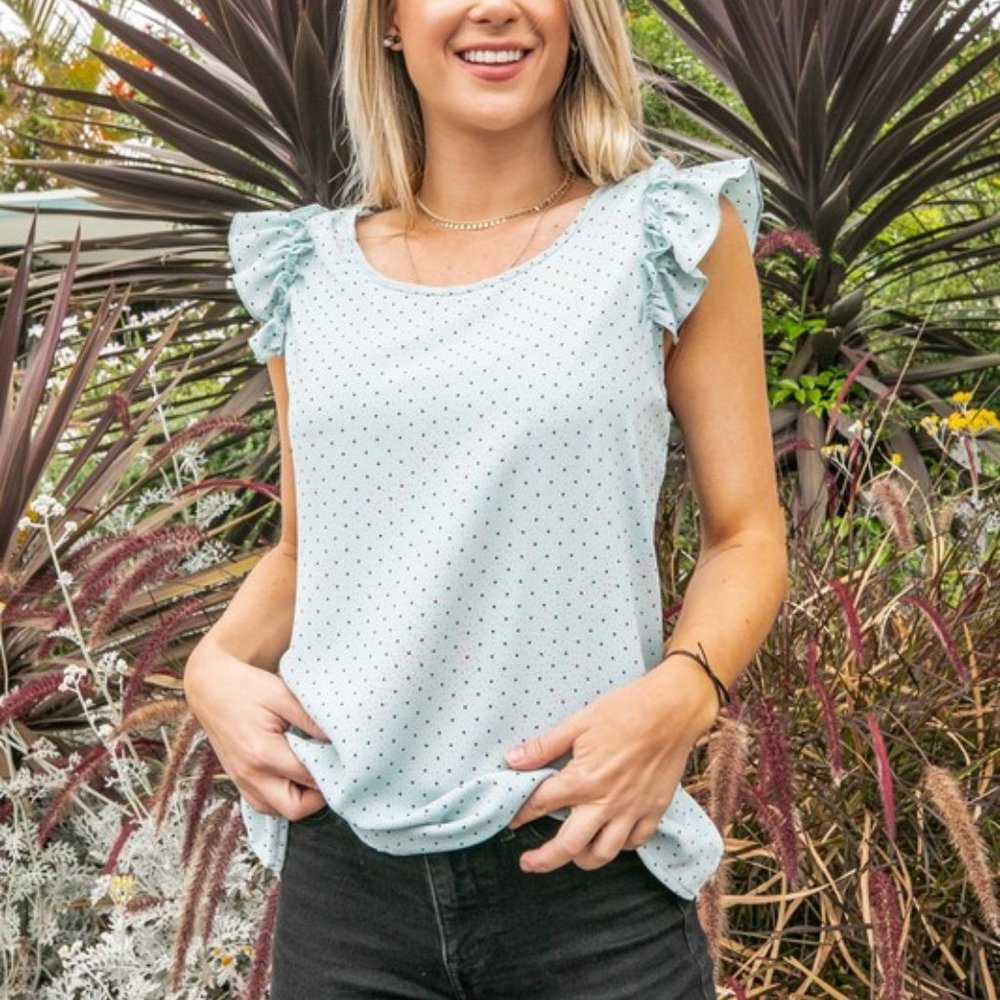 ruffled sleve dot tank